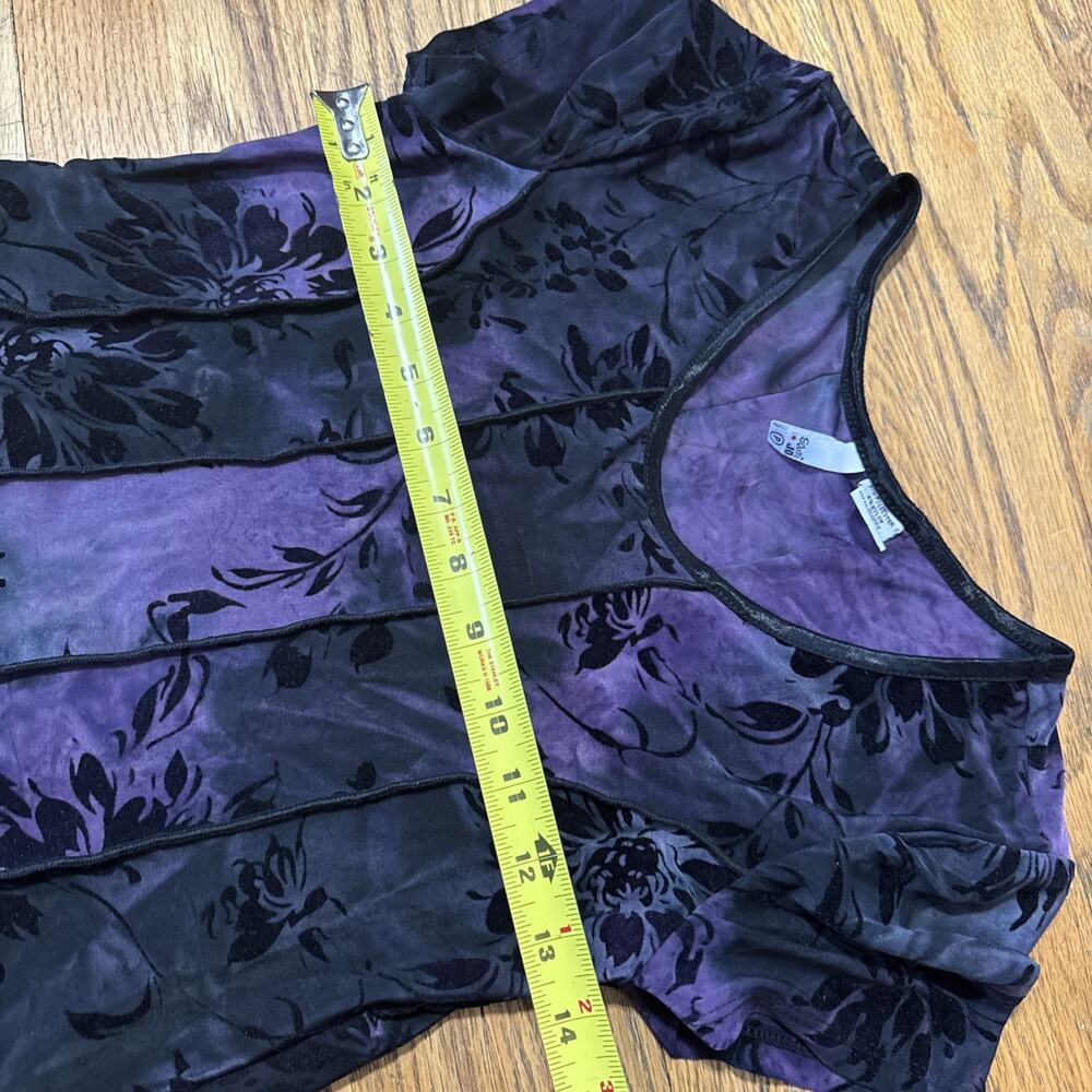 Vintage 90s Witchy Velvet Burnout Dress Jo Sami Size M Purple Goth Floral Vamp - Picture 5 of 7